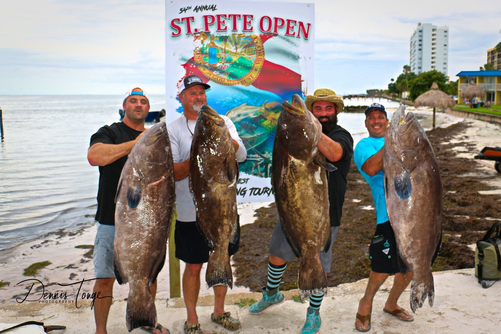 St. Pete Open spearfishing tournament — big grouper on the beach